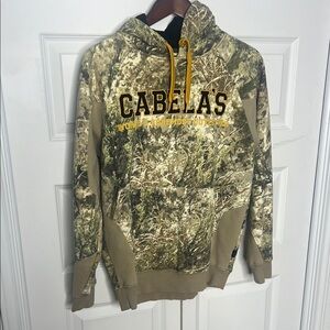 Cabela's Woodland Camo Hoodie with Yellow Accents